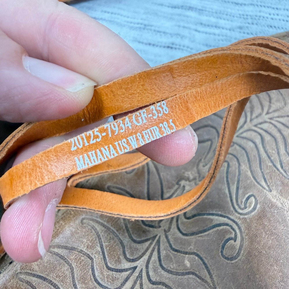 NEW OluKai Women's Mahana Sandal Orange Leather Strappy Thongs Size 8 Resortwear - Picture 4 of 7